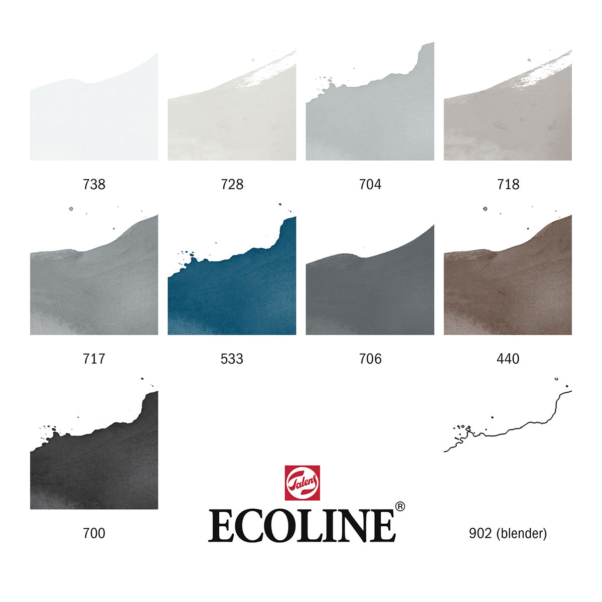 Talens Ecoline Brush Pen 10 set, Grey Colors