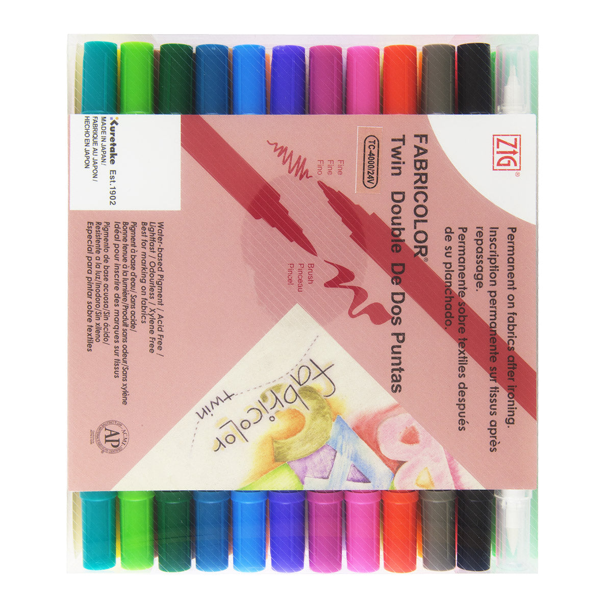 ZIG Kuretake Fabricolor Twin Tip Marker 24 Set