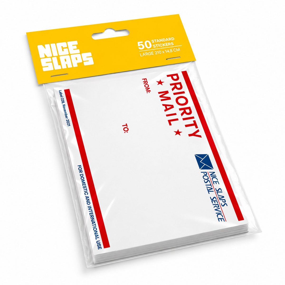 NICE SLAPS Standard Sticker Priority Mail Red, Large 50pcs