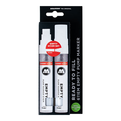 Molotow 611EM Empty Marker 15 mm With Refill Extension 2 Set