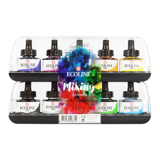 Talens Ecoline Liquid Water Colour 30 ml 10 Set, Mixing Colours