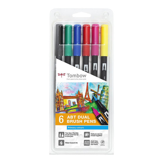 Tombow ABT Dual Brush Pen 6set, Primary Colors