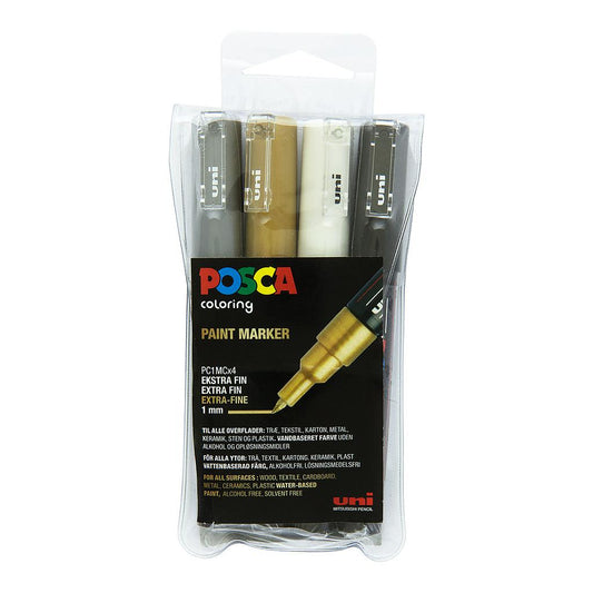 Uni Posca Markers PC-1M, 4 set Metallic