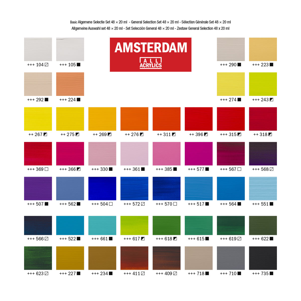 Amsterdam Standard Acrylic Paint 20 ml 48 Set General Selection