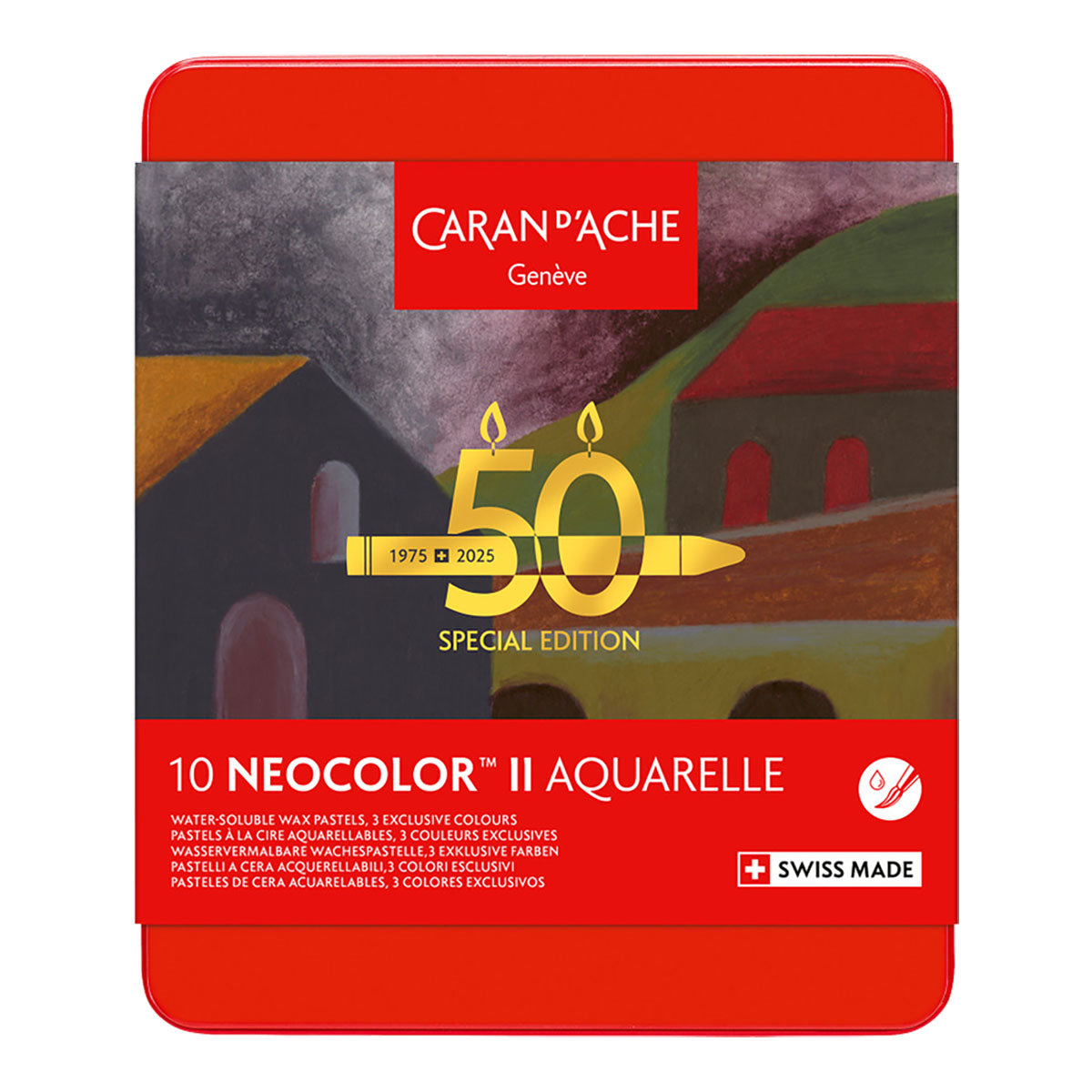 Caran d'Ache Neocolor II Water-Soluble Crayons 10 Set Dark Colors LTD. Edition
