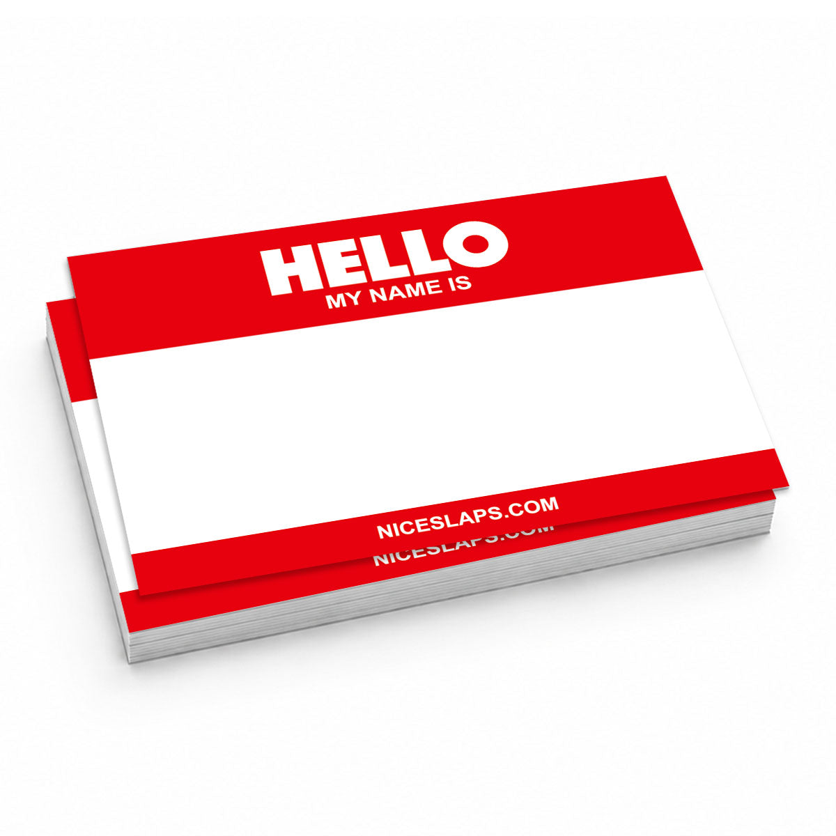 NICE SLAPS Standard Sticker Hello My Name Is Red, Medium 50pcs