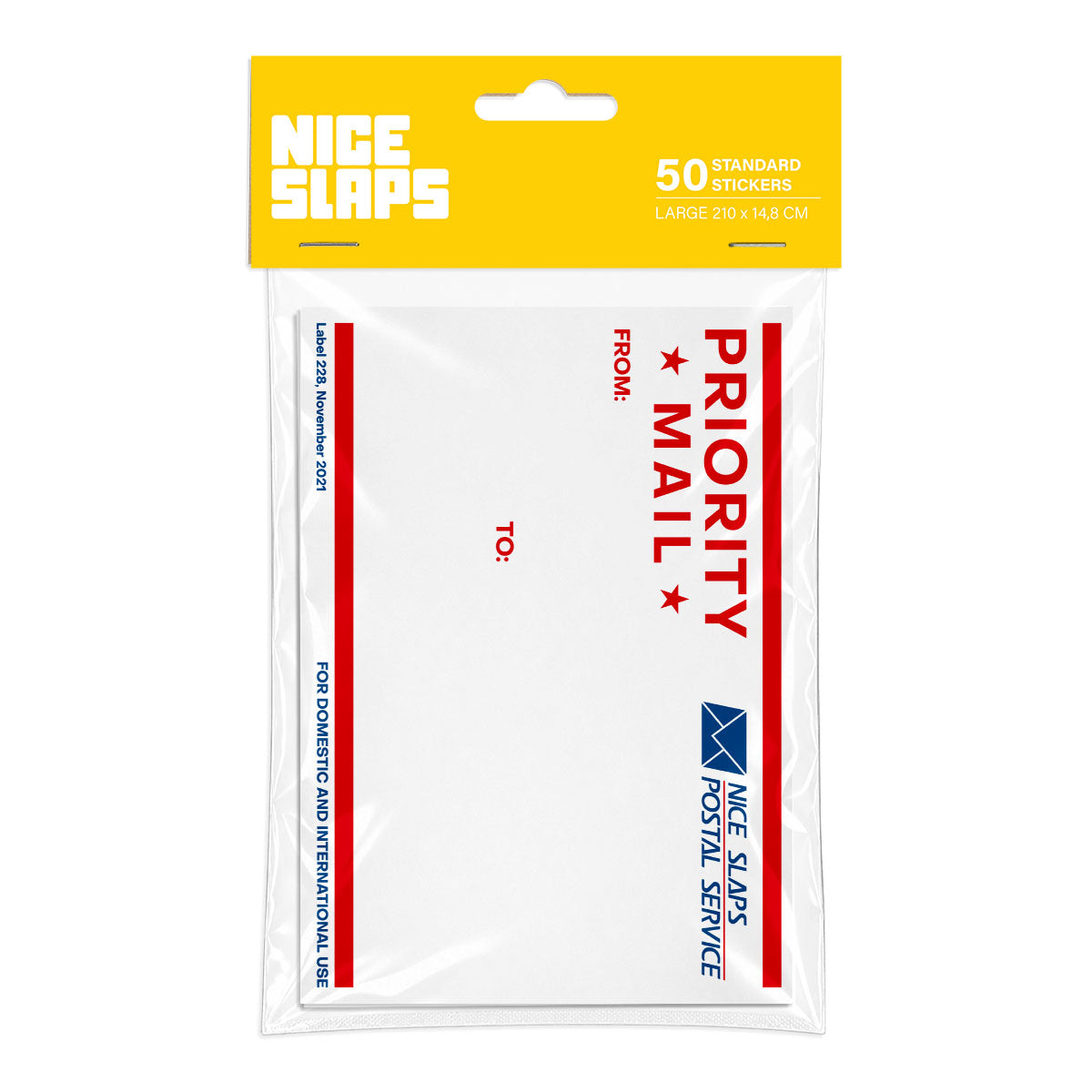 NICE SLAPS Standard Sticker Priority Mail Red, Large 50pcs