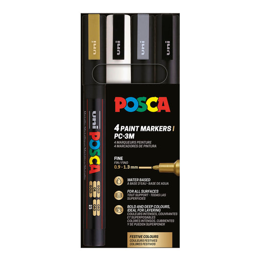 Uni Posca Markers PC-3M, 4 set Metallic