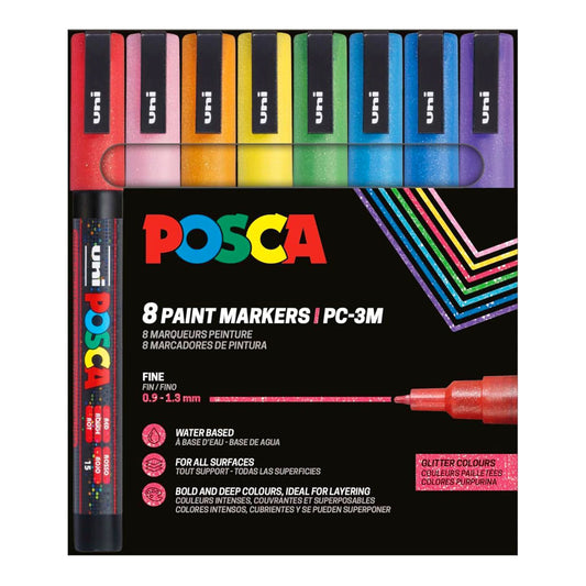 Uni Posca Markers PC-3M, 8set Glitter